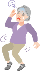 高齢の女性がめまいでふらつきを起こしているイラスト